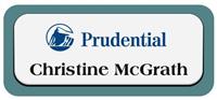 Metal Name Tag: White Metal Name Tag with a Black Forest Green Plastic Border