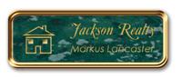 Rose Gold Metal Framed Nametag with Verde and Gold