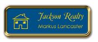Gold Metal Framed Nametag with Sky Blue and Yellow