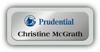 Metal Name Tag: Shiny Silver Metal Name Tag with a Pearl Grey Plastic Border