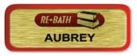 Metal Name Tag: Brushed Gold with Red Metal Border
