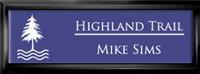 Framed Name Tag: Black Plastic (squared corners) - Purple and White Plastic Insert