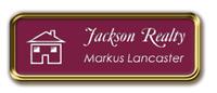 Gold Metal Framed Nametag with Claret and White