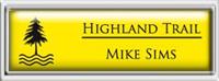 Framed Name Tag: Silver Plastic (squared corners) - Canary Yellow and Black Plastic Insert with Epoxy