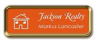 Gold Metal Framed Nametag with Tangerine and White