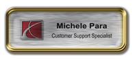 Gold Metal Framed Epoxy Nametag with Brushed Silver Metal Insert