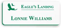 Smooth Plastic Name Tag: White with Pine Green