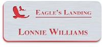 Smooth Plastic Name Tag: Brushed Stainless Steel/Red - MP922-316