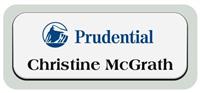 Metal Name Tag: White Metal Name Tag with Pearl Grey Plastic Border