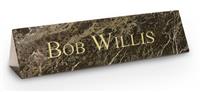 Green Marble Triangle Desk Plate with Gold Engraving