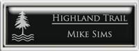 Framed Name Tag: Silver Plastic (squared corners) - Black and Silver Plastic Insert with Epoxy