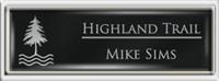 Framed Name Tag: Silver Plastic (squared corners) - Black and Silver Plastic Insert with Epoxy