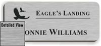 Smooth Plastic Name Tag: Brushed Aluminum with Black - LM922-354