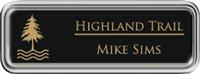 Framed Name Tag: Silver Plastic (rounded corners) - Black and Gold Plastic Insert