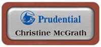 Metal Name Tag: Brushed Silver Metal Name Tag with a Canyon Plastic Border and Epoxy