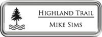 Framed Name Tag: Silver Plastic (rounded corners) - White and Black Plastic Insert