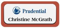 Metal Name Tag: White Metal Name Tag with a Canyon Plastic Border