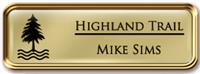 Framed Name Tag: Rose Gold Metal (rounded corners) - Shiny Gold and Black Plastic Insert with Epoxy