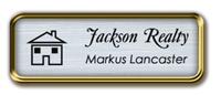 Gold Metal Framed Nametag with Brushed Aluminum and Black
