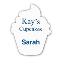 Smooth Plastic Cupcake Shape Name Tag - 3 x 2.26 inches