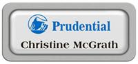 Metal Name Tag: White Metal Name Tag with a Silver Plastic Border and Epoxy