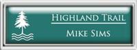 Framed Name Tag: Silver Plastic (squared corners) - Celadon Green and White Plastic Insert with Epoxy