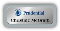 Metal Name Tag: Shiny Silver Metal Name Tag with a Grey Plastic Border