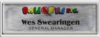 Silver Epoxy Squared Frame Name Tag with a Brushed Silver Metal Insert