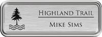 Framed Name Tag: Silver Plastic (rounded corners) - Brushed Aluminum and Black Plastic Insert