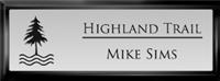  Framed Name Tag: Black Plastic (squared corners) - Shiny Silver Metal Insert