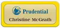 Metal Name Tag: Brushed Gold Metal Name Tag with a Yellow Plastic Border