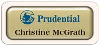 Metal Name Tag: Brushed Gold Metal Name Tag with a Sand Plastic Border and Epoxy