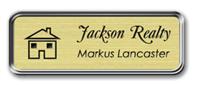 Silver Metal Framed Nametag with Euro Gold and Black