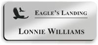 Smooth Plastic Name Tag: Shiny Silver with Black - LM922-334