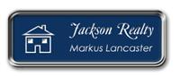Silver Metal Framed Nametag with Patriot Blue and White