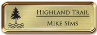 Framed Name Tag: Rose Gold Metal (rounded corners) - Euro Gold and Black Plastic Insert with Epoxy