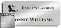 Smooth Plastic Name Tag: Shiny Silver with Black - LM922-334