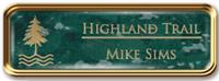 Framed Name Tag: Rose Gold Metal (rounded corners) - Verde and Gold Plastic Insert with Epoxy