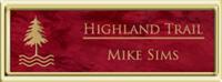 Framed Name Tag: Gold Plastic (squared corners) - Port Wine and Gold Plastic Insert