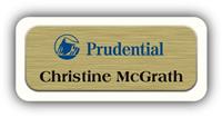 Metal Name Tag: Brushed Gold Metal Name Tag with a White Plastic Border
