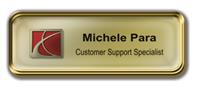 Gold Metal Framed Epoxy Nametag with Shiny Gold Metal Insert
