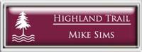 Framed Name Tag: Silver Plastic (squared corners) - Claret and White Plastic Insert with Epoxy