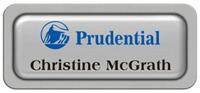 Metal Name Tag: Shiny Silver Metal Name Tag with a Silver Plastic Border and Epoxy