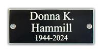 Sun City Memory Tag, Black/white plastic, 1" x 2 1/2", w/3M VHB Adhesive, 2 hole