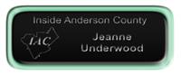 Metal Name Tag: Black and Silver with Epoxy and Shiny Green Metal Border