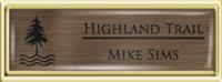 Framed Name Tag: Gold Plastic (squared corners) - Deep Bronze and Black Plastic Insert with Epoxy