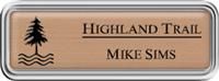 Framed Name Tag: Silver Plastic (rounded corners) - Brushed Copper and Black Plastic Insert with Epoxy