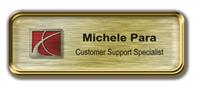 Gold Metal Framed Epoxy Nametag with Brushed Gold Metal Insert