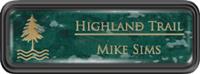 Framed Name Tag: Black Plastic (rounded corners) - Verde and Gold Plastic Insert with Epoxy