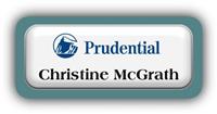 Metal Name Tag: White Metal Name Tag with a Forest Green Plastic Border and Epoxy